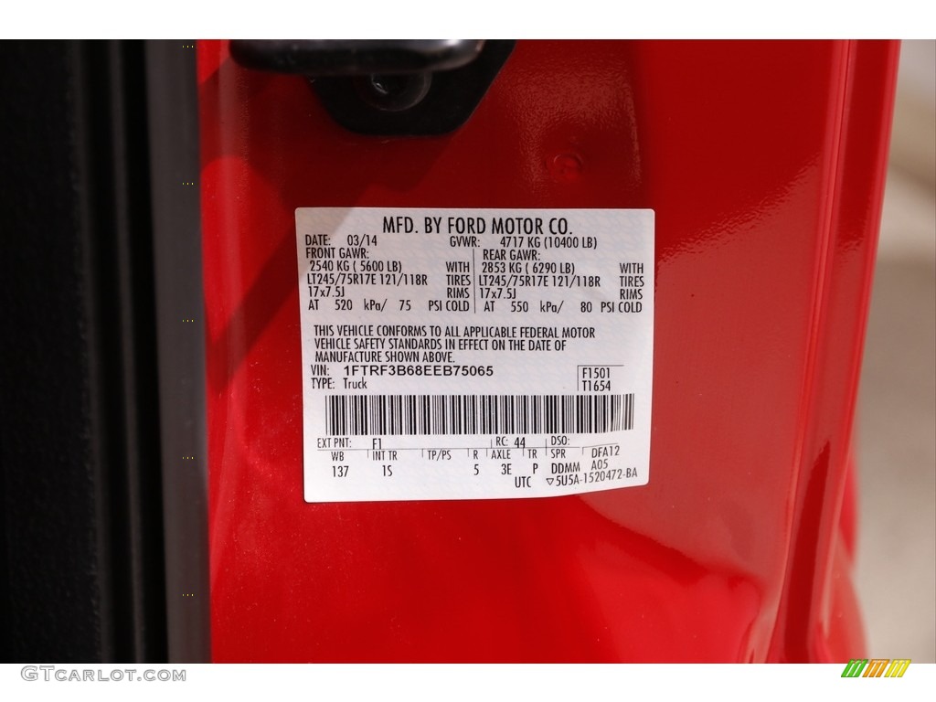 2014 F350 Super Duty XL Regular Cab 4x4 - Vermillion Red / Steel photo #18