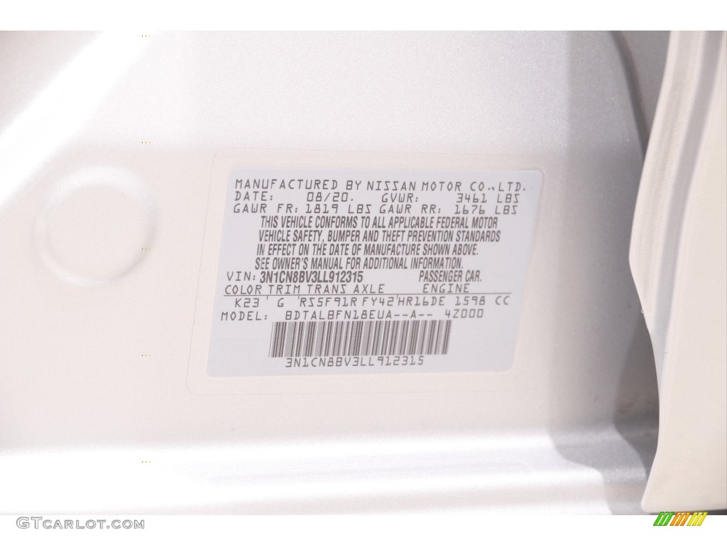 2020 Nissan Versa S Color Code Photos