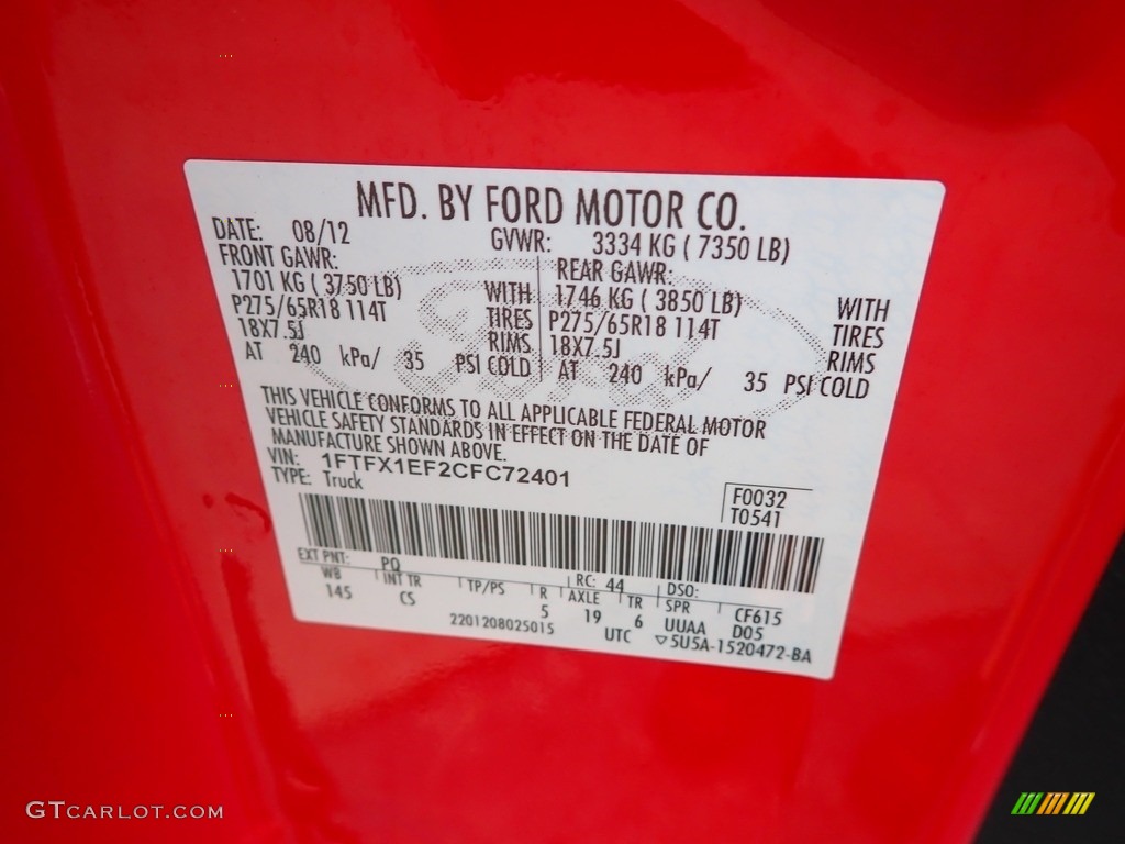 2012 F150 STX SuperCab 4x4 - Race Red / Steel Gray photo #28