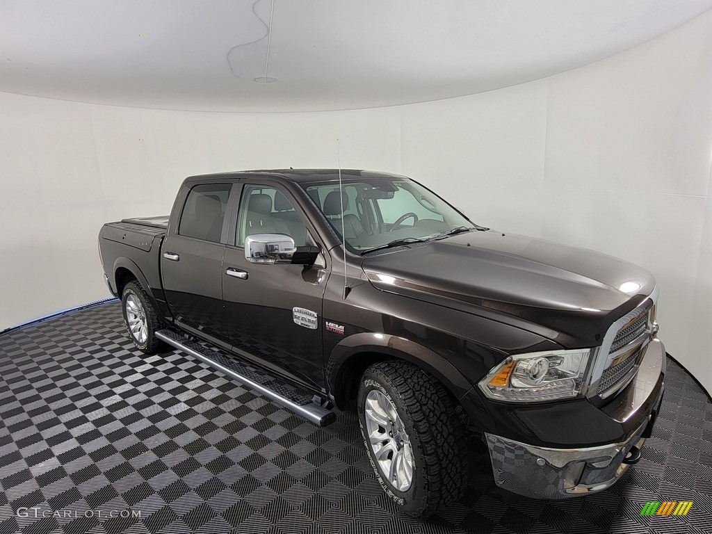 2017 1500 Laramie Longhorn Crew Cab 4x4 - Luxury Brown Pearl / Canyon Brown/Light Frost Beige photo #4