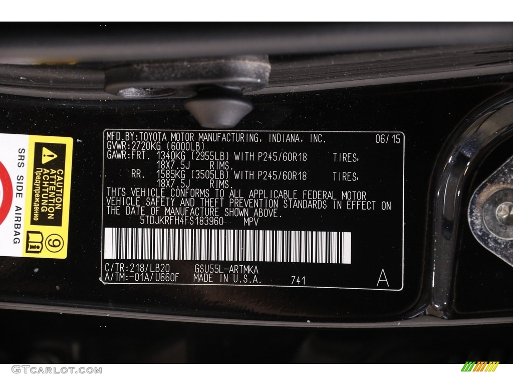 2015 Highlander XLE AWD - Attitude Black Metallic / Black photo #21