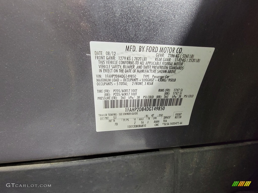 2013 Ford Taurus SE Color Code Photos