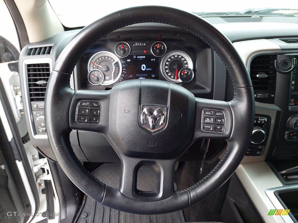 2015 Ram 1500 Outdoorsman Crew Cab 4x4 Black/Diesel Gray Steering Wheel Photo #142614534