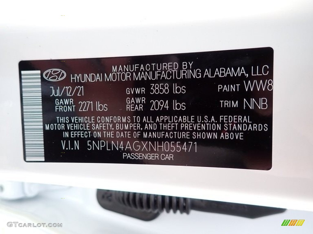 2022 Elantra SEL - Quartz White / Black photo #18