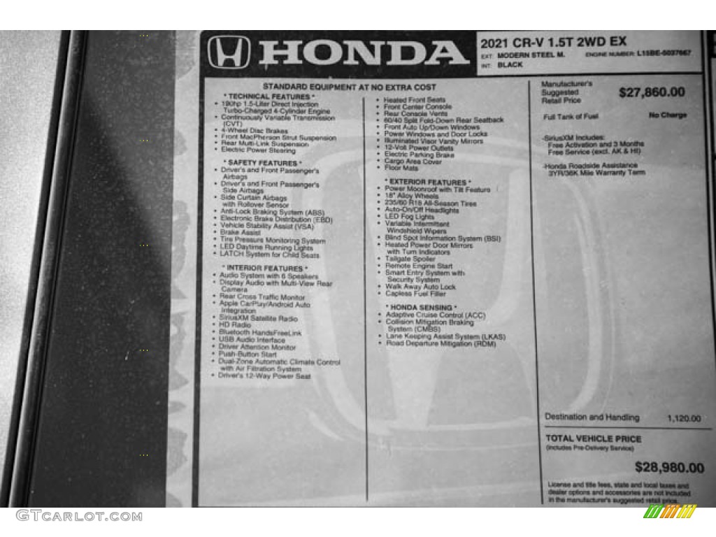 2021 CR-V EX - Modern Steel Metallic / Black photo #36