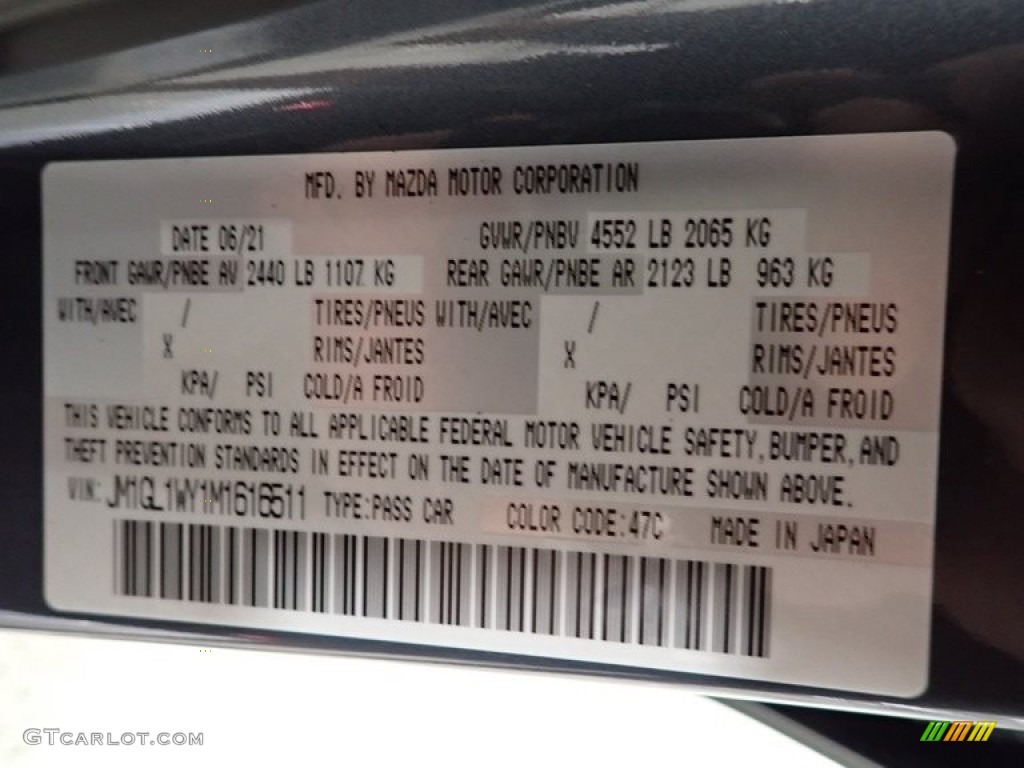 2021 Mazda Mazda6 Carbon Edition Color Code Photos