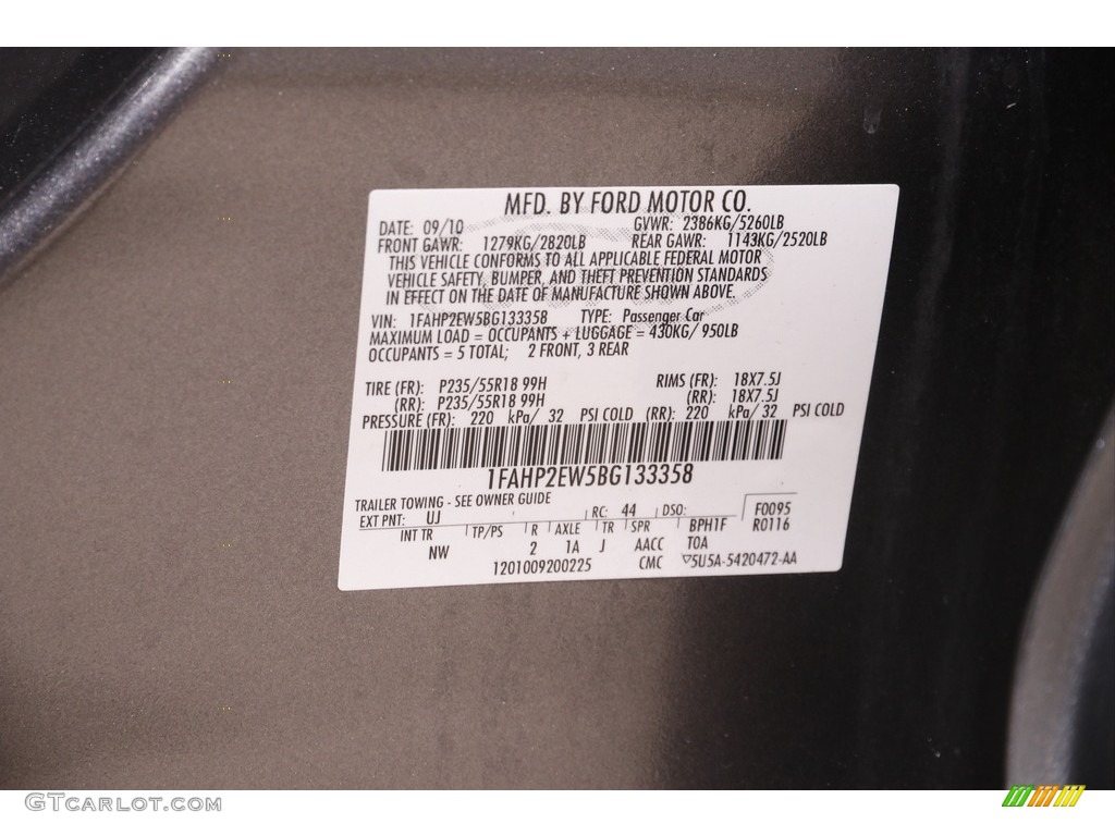 2011 Taurus SEL - Sterling Grey / Charcoal Black photo #20