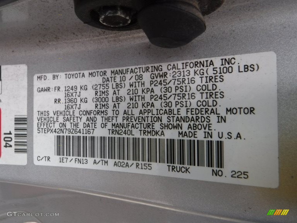 2009 Tacoma Regular Cab 4x4 - Silver Streak Mica / Graphite Gray photo #24