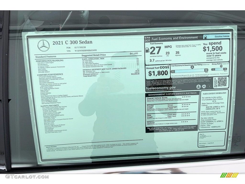 2021 C 300 Sedan - Polar White / Black photo #13