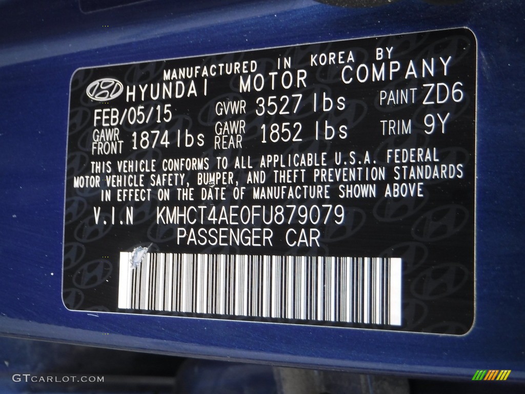 2015 Accent Color Code ZD6 for Pacific Blue Photo #142650007