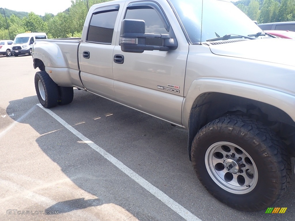 2003 Sierra 3500 SLT Crew Cab 4x4 Dually - Pewter Metallic / Dark Pewter photo #3