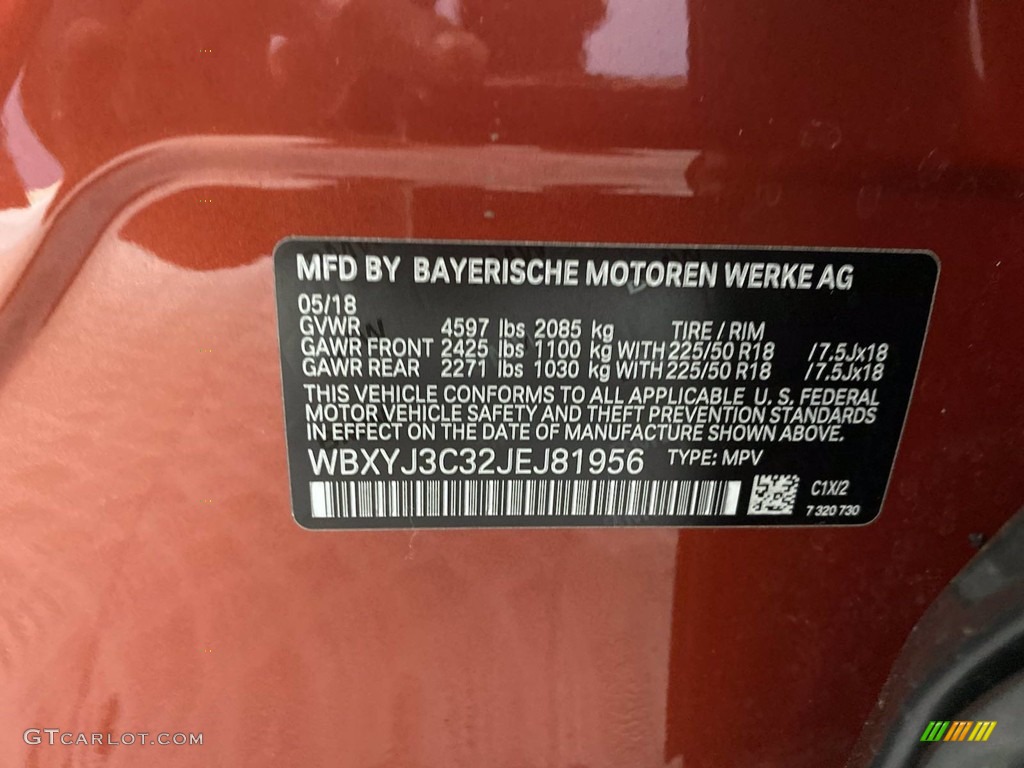 2018 BMW X2 sDrive28i Color Code Photos