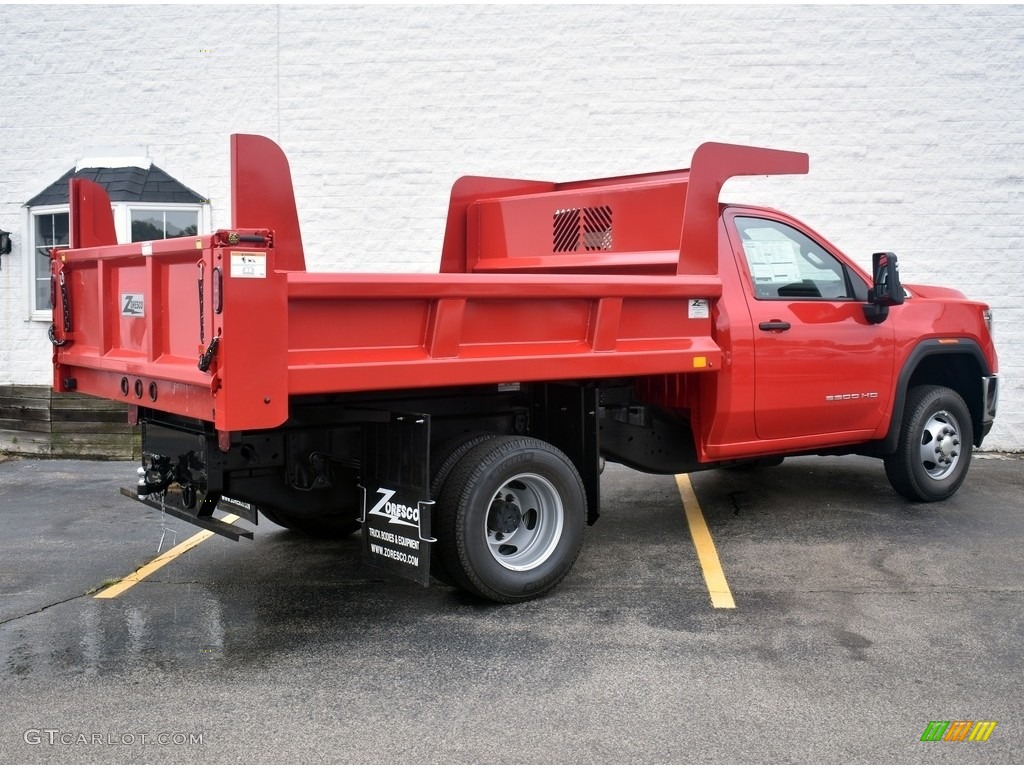 Cardinal Red 2021 GMC Sierra 3500HD Crew Cab 4WD Chassis Dump Truck Exterior Photo #142660850
