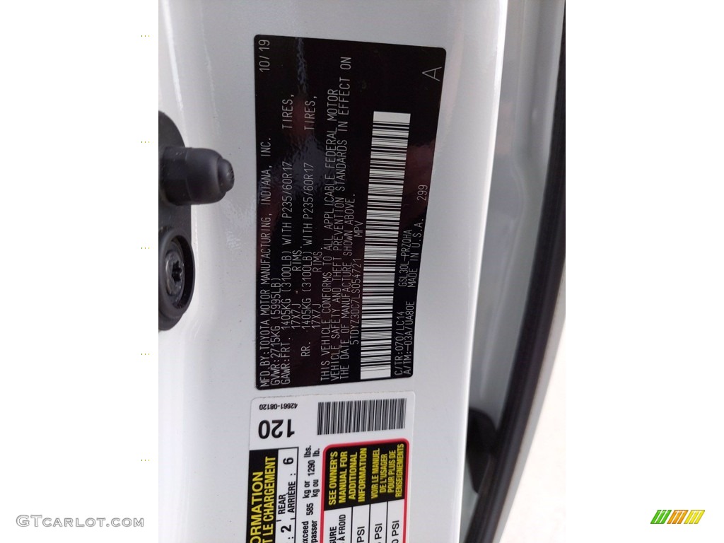 2020 Sienna XLE - Blizzard White Pearl / Ash photo #30