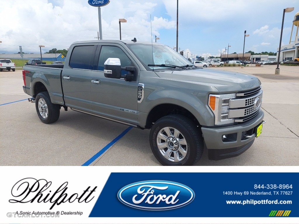 2019 F250 Super Duty Platinum Crew Cab 4x4 - Silver Spruce / Black photo #1