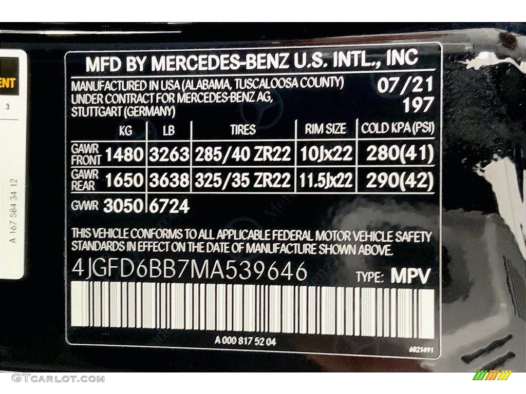 2021 GLE Color Code 197 for Obsidian Black Metallic Photo #142666204