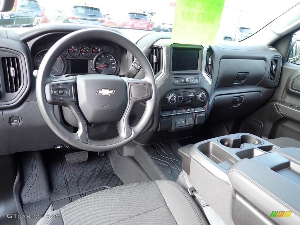 Jet Black Interior 2021 Chevrolet Silverado 1500 Custom Crew Cab 4x4 Photo #142670197