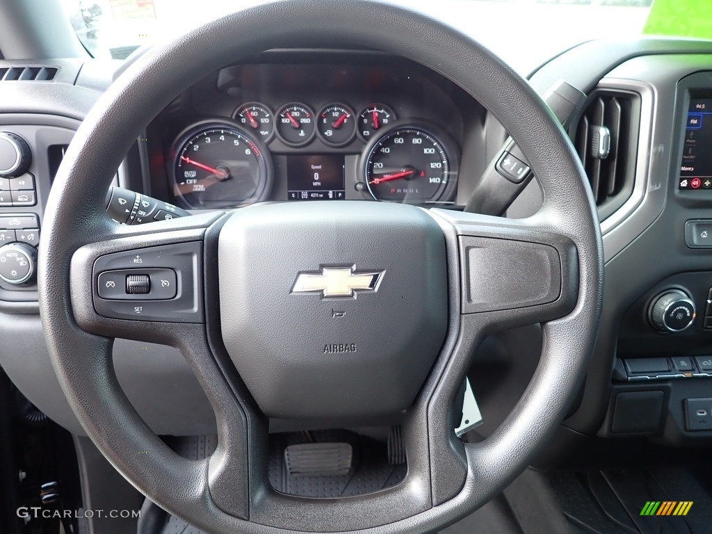 2021 Chevrolet Silverado 1500 Custom Crew Cab 4x4 Jet Black Steering Wheel Photo #142670275