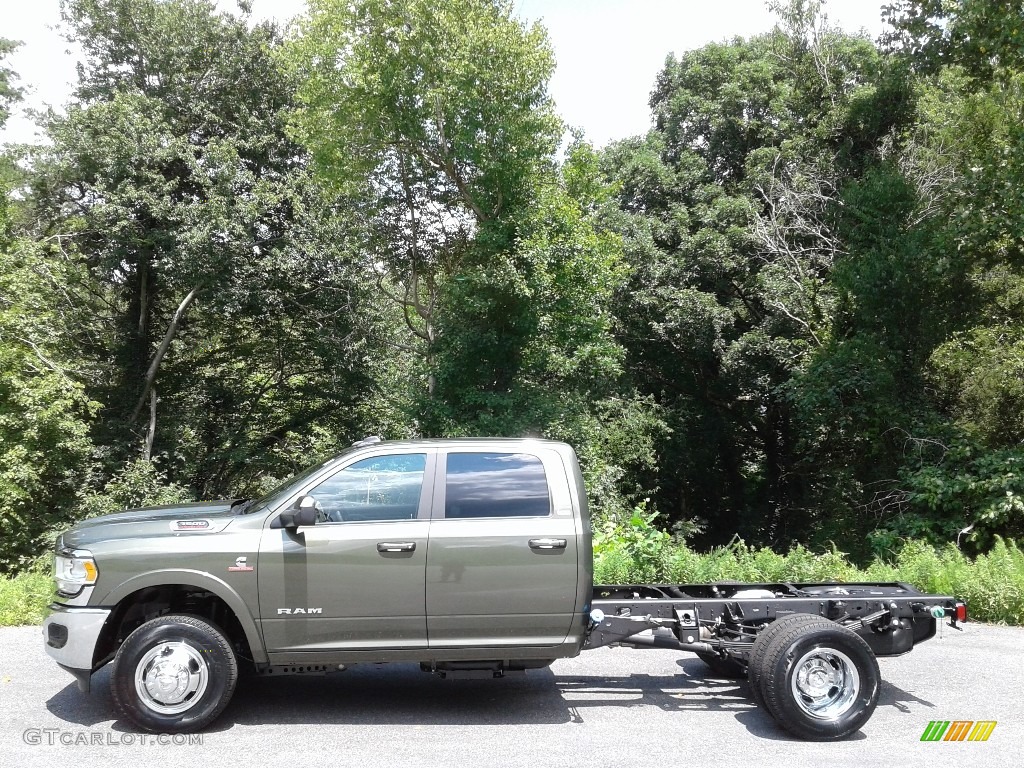 2021 3500 SLT Crew Cab 4x4 Chassis - Olive Green Pearl / Diesel Gray/Black photo #1