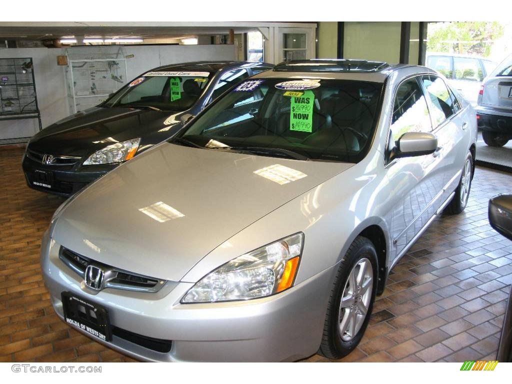 2003 Accord EX V6 Sedan - Satin Silver Metallic / Black photo #1