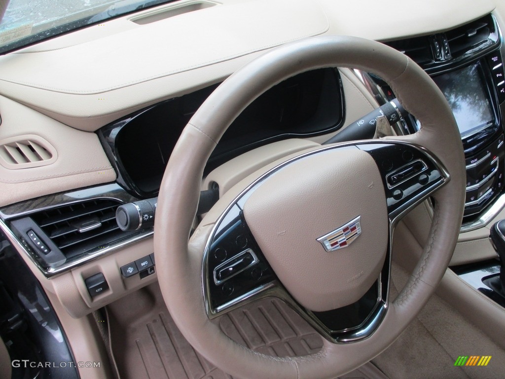 2016 Cadillac CTS 2.0T Performance AWD Sedan Light Cashmere/Medium Cashmere Steering Wheel Photo #142683085