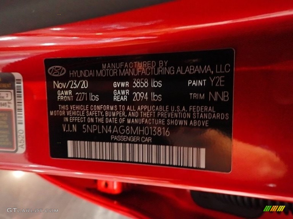 2021 Elantra SEL - Calypso Red / Black photo #26