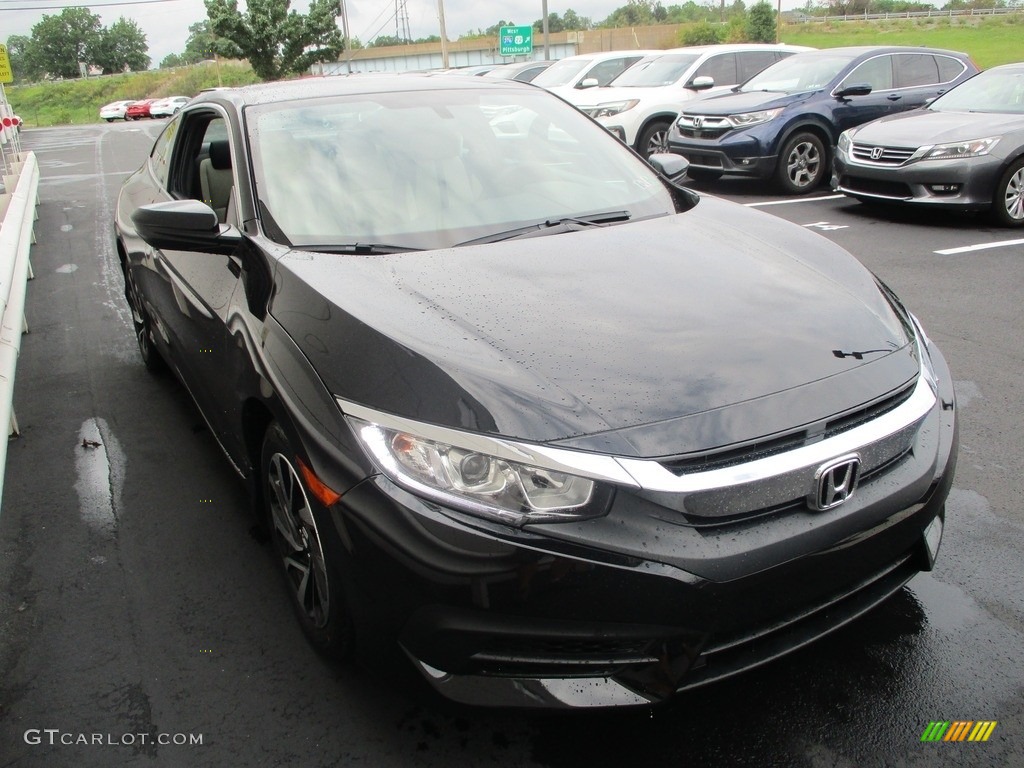 Crystal Black Pearl 2018 Honda Civic LX Coupe Exterior Photo #142688170