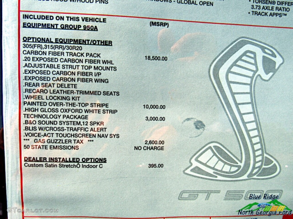 2021 Ford Mustang Shelby GT500 Window Sticker Photos