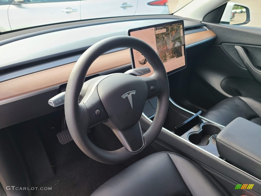 2021 Tesla Model Y Long Range AWD Black Steering Wheel Photo #142706468
