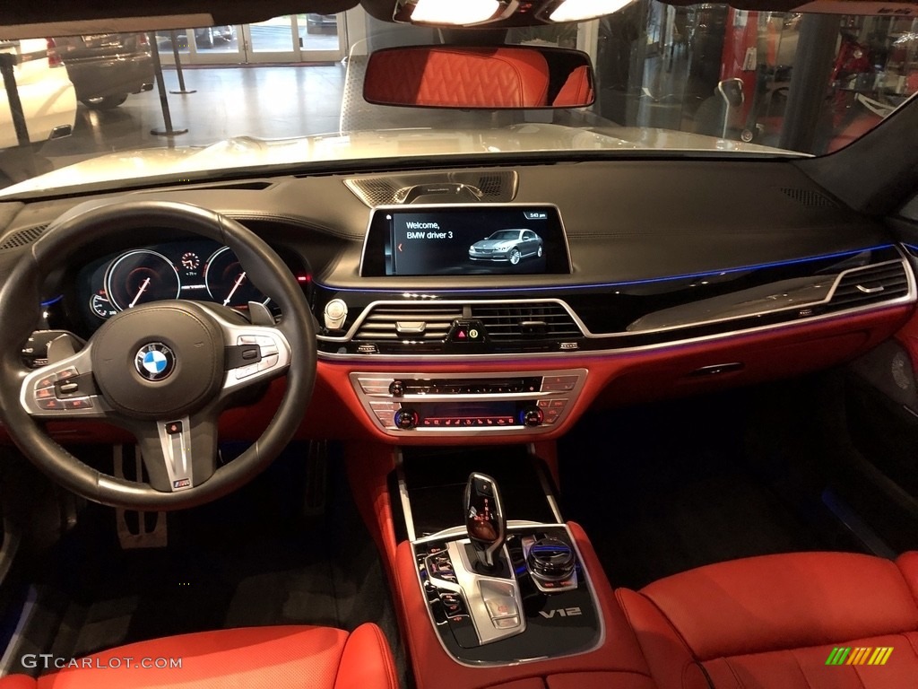 2018 7 Series M760i xDrive Sedan - Mineral White Metallic / Fiona Red/Black photo #8
