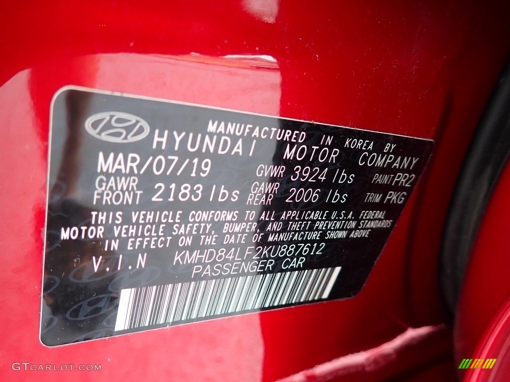 2019 Elantra SEL - Scarlet Red / Gray photo #28