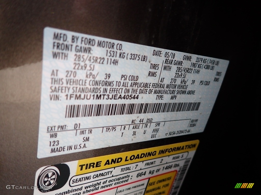 2018 Expedition Color Code D1 for Stone Gray Photo #142711139