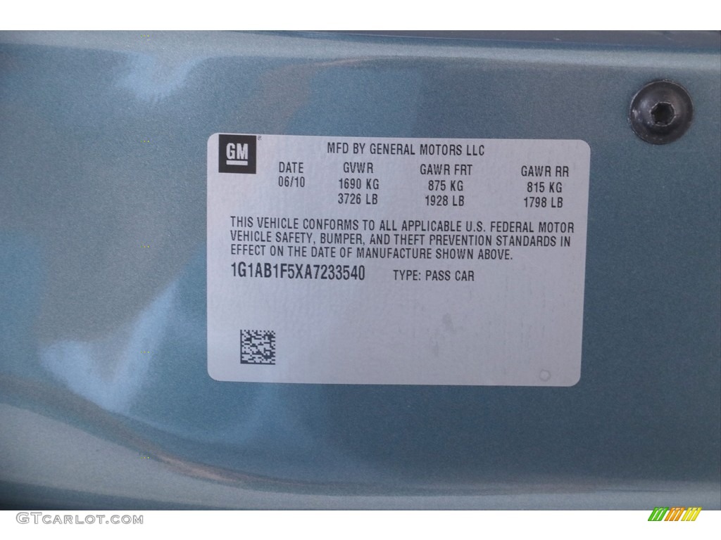 2010 Cobalt LS Coupe - Silver Moss Metallic / Gray photo #16