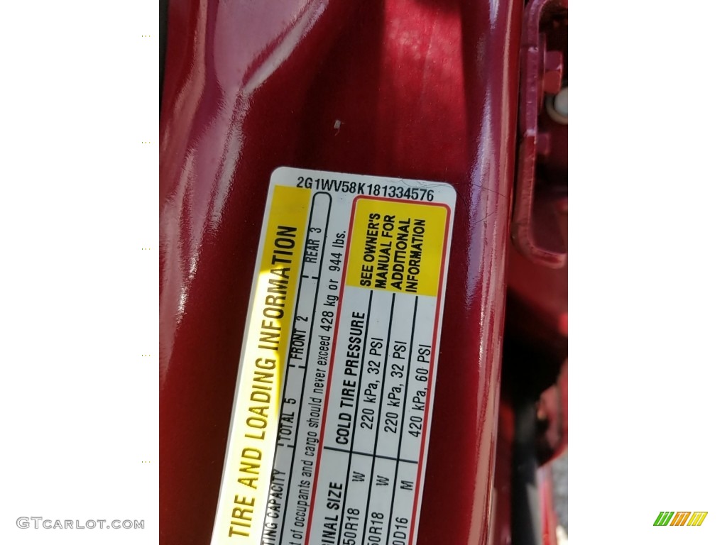 2008 Chevrolet Impala LT Info Tag Photo #142717992