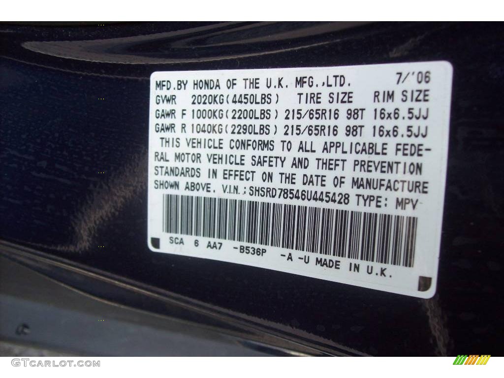 2006 CR-V LX 4WD - Royal Blue Pearl / Black photo #24