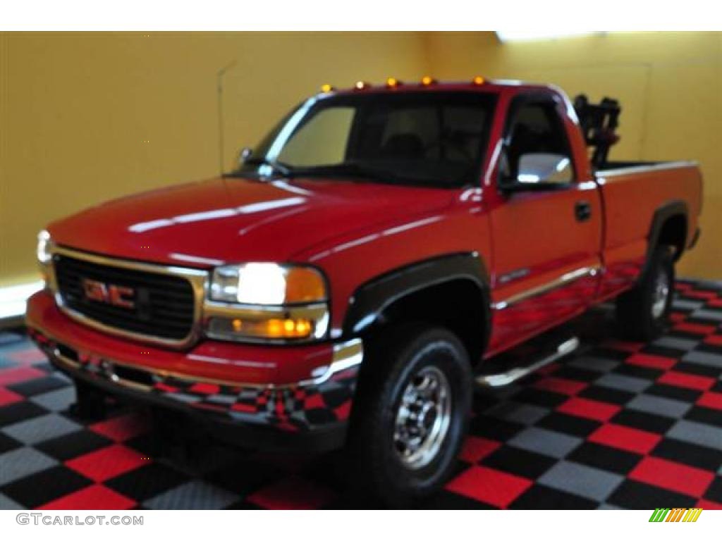 2000 Sierra 2500 SLT Regular Cab 4x4 - Fire Red / Graphite photo #3