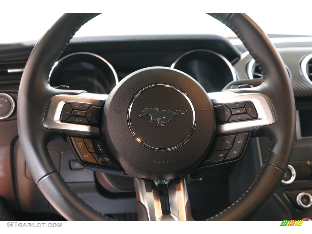 2020 Ford Mustang EcoBoost Fastback Ebony Steering Wheel Photo #142733258