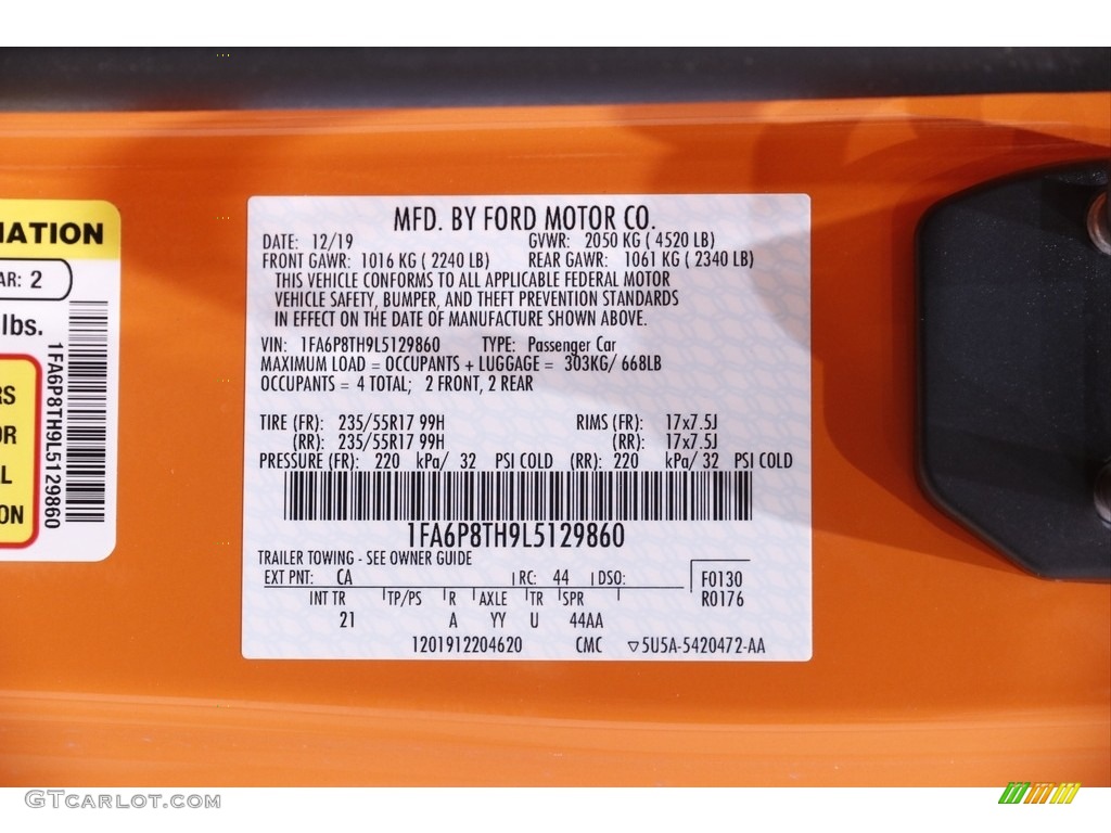 2020 Mustang Color Code CA for Twister Orange Photo #142733438