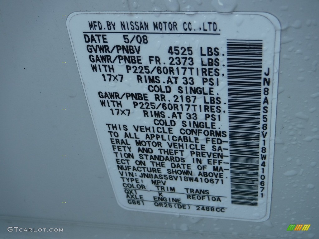2008 Rogue SL AWD - Phantom White Pearl / Gray photo #29