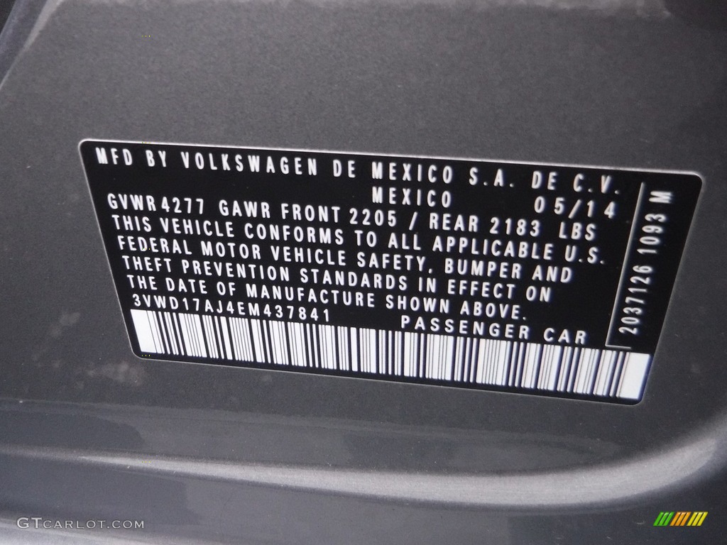 2014 Jetta SE Sedan - Platinum Gray Metallic / Titan Black photo #27