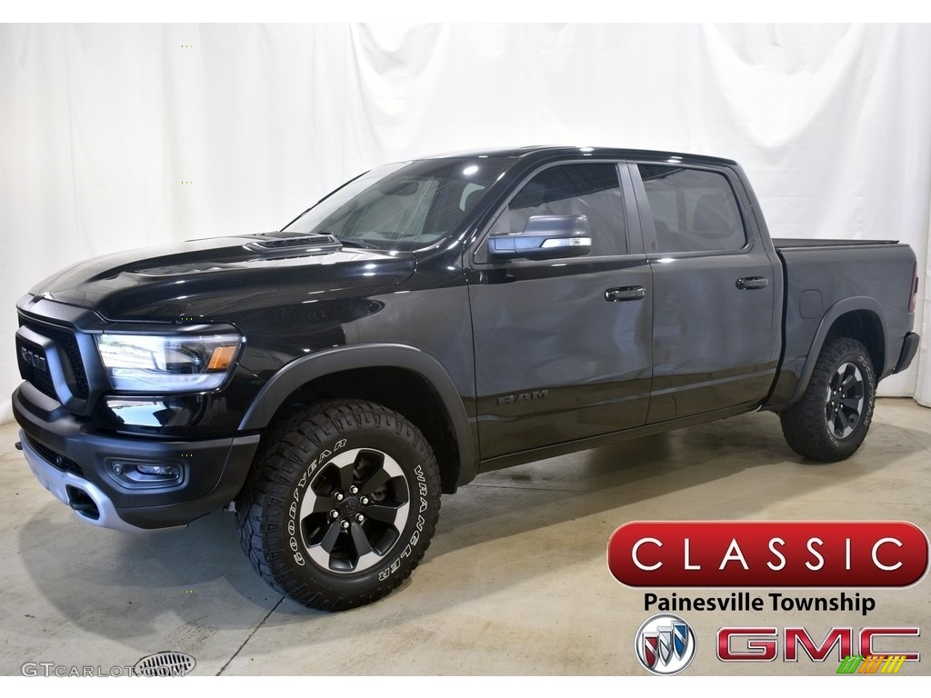 2020 1500 Rebel Crew Cab 4x4 - Diamond Black Crystal Pearl / Red/Black photo #1