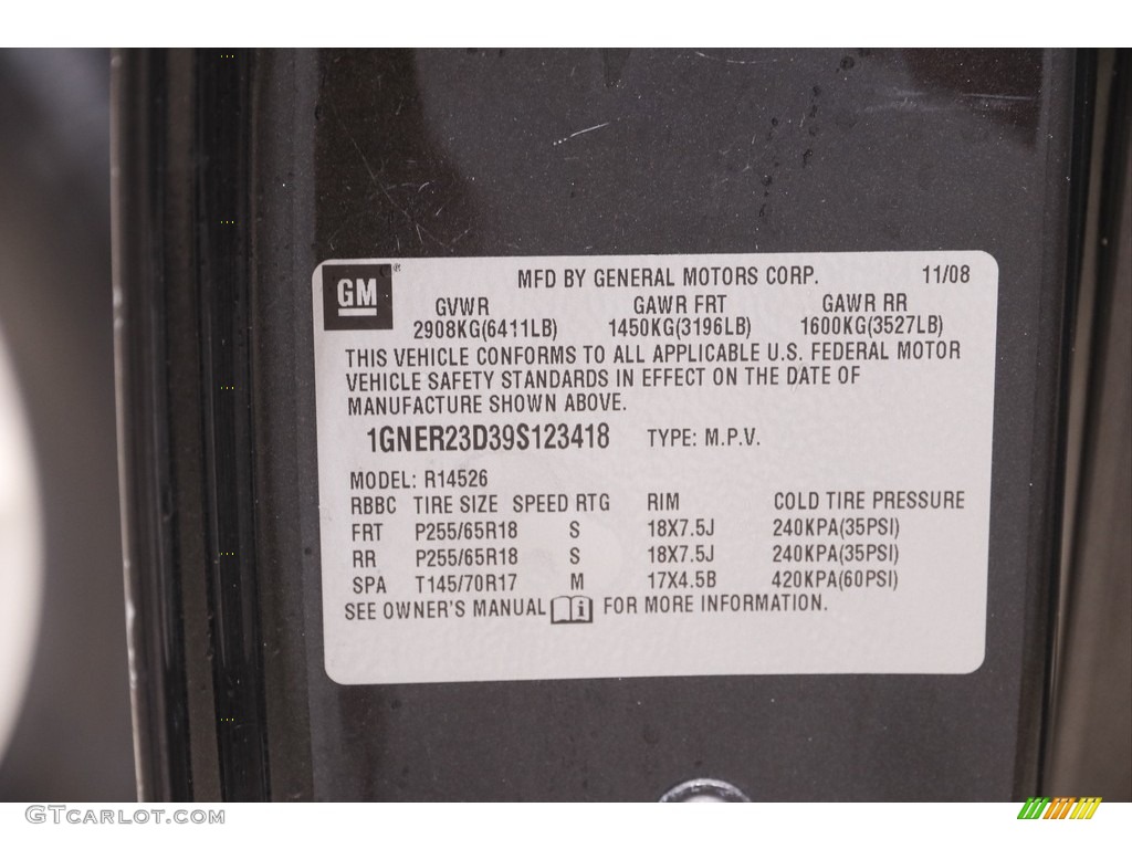 2009 Traverse LT - Black Granite Metallic / Ebony photo #17