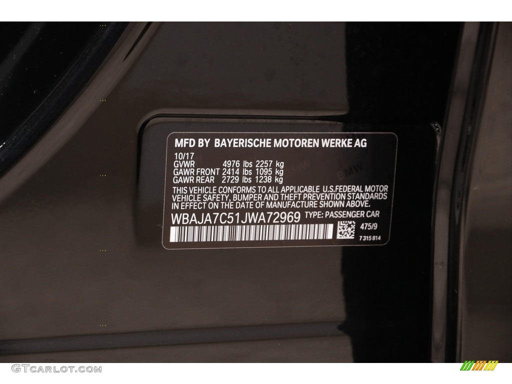 2018 5 Series 530i xDrive Sedan - Black Sapphire Metallic / Black photo #25