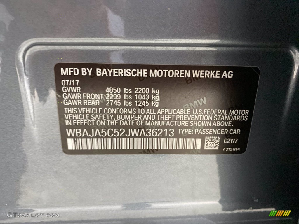 2018 5 Series 530i Sedan - Bluestone Metallic / Black photo #38