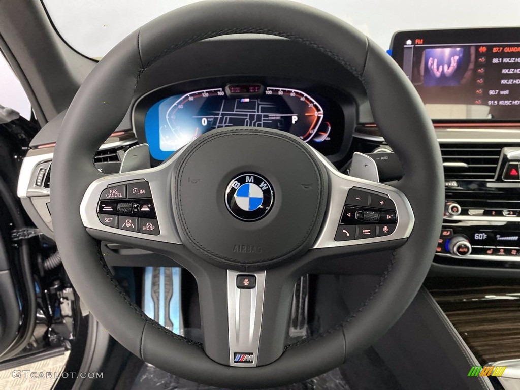 2022 BMW 5 Series 540i Sedan Black Steering Wheel Photo #142762202