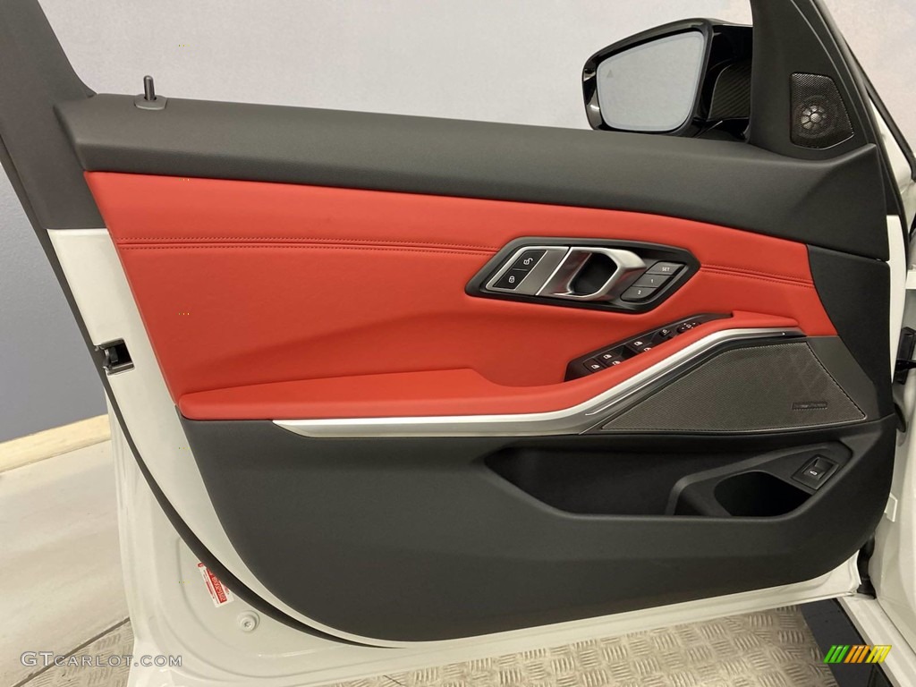 2022 BMW M3 Competition Sedan Fiona Red Door Panel Photo #142762853