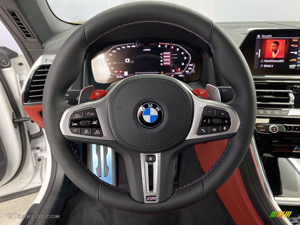 2022 BMW M8 Competition Convertible Sakhir Orange/Black Steering Wheel Photo #142763673