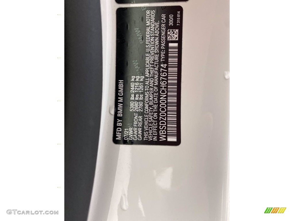 2022 M8 Color Code 300 for Alpine White Photo #142764024