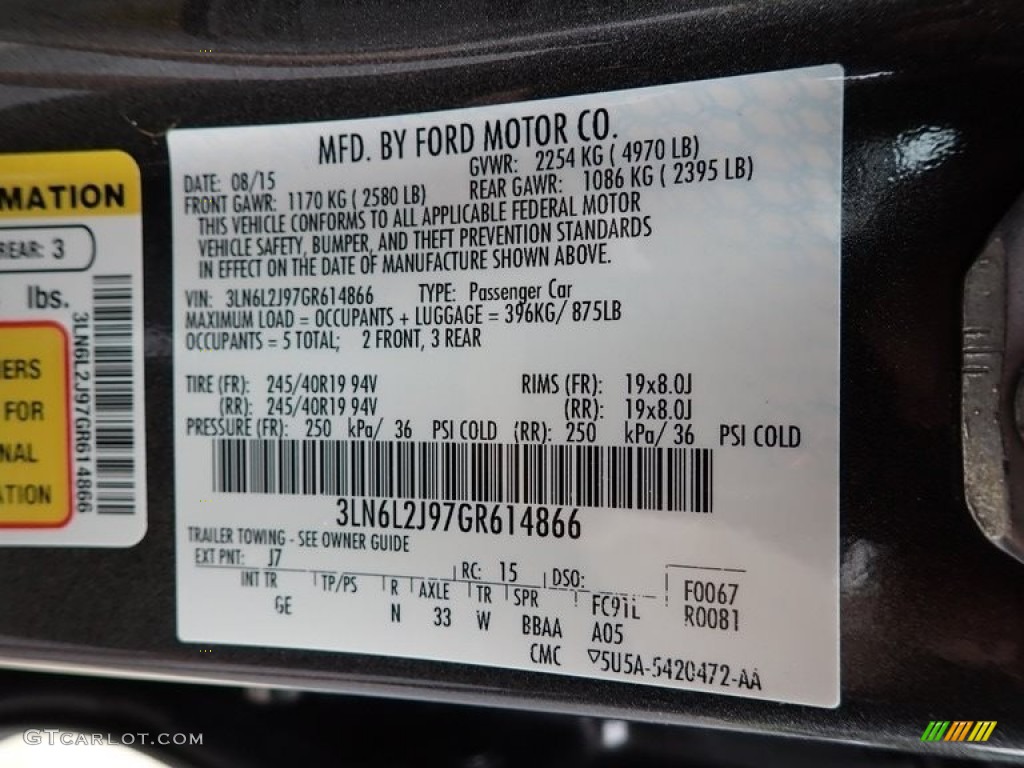 2016 MKZ Color Code J7 for Magnetic Photo #142764540