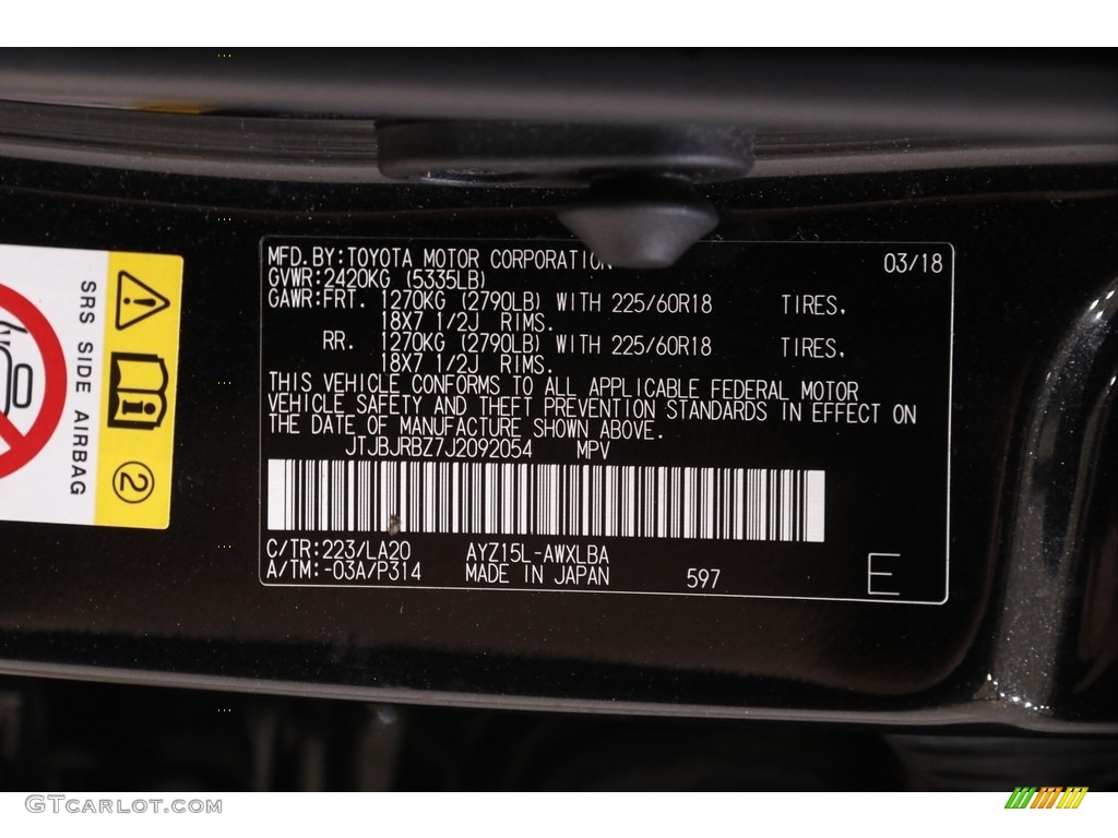 2018 Lexus NX 300h Hybrid AWD Color Code Photos